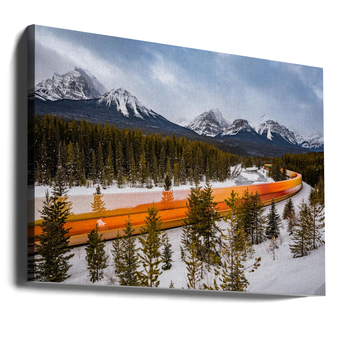 Morant's Curve in Winter by Li Ying | Snowy Mountain Railway, Large Canvas Wall Art Print | Artsy Earth