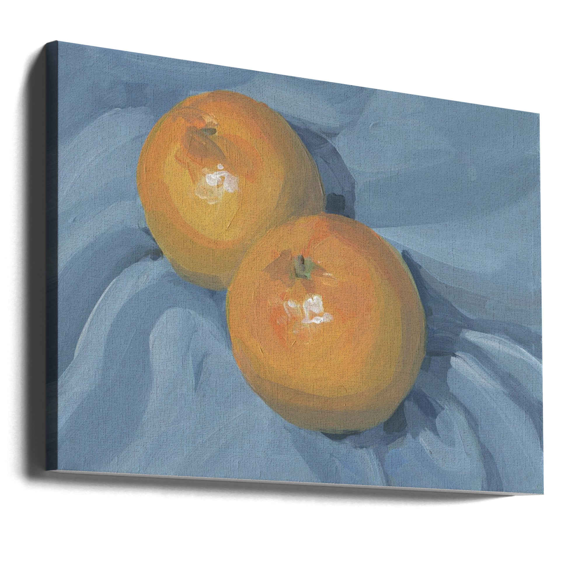 Oranges on Blue by Carrie Arnold | Painted Fruit Still Life, Large Canvas Wall Art Print | Artsy Earth