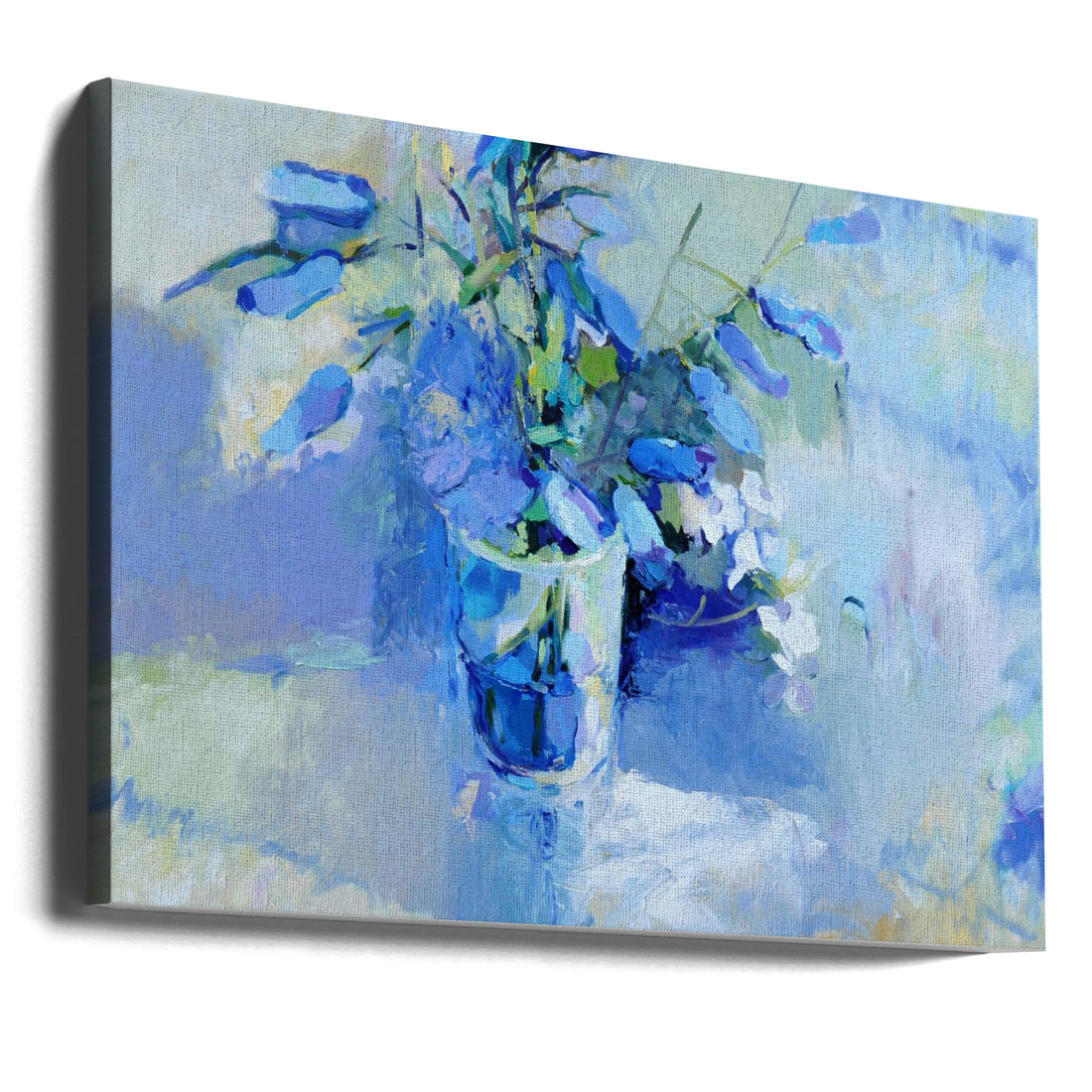 Blue Floral Still Life by Elena Shraibman | Botanical Acrylic Painting, Large Canvas Wall Art Print | Artsy Earth