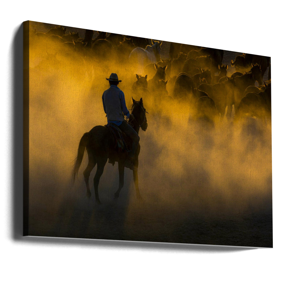 Cowboy and Horses by Ali Can | Horse Farm Silhouette, Large Canvas Wall Art Print | Artsy Earth