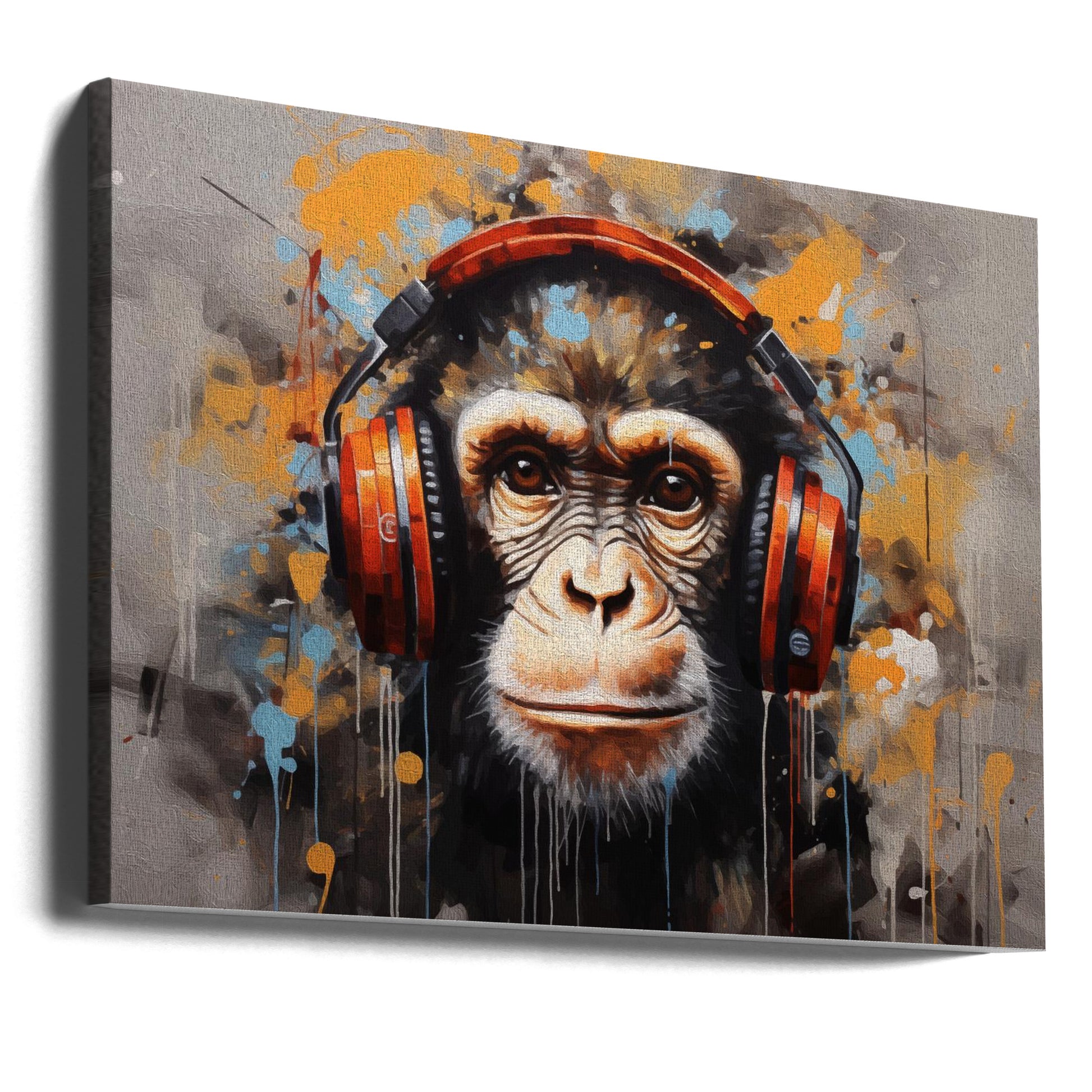 DJ Monkey by Andreas Magnusson | Pop Art Animal Music, Large Canvas Wall Art Print | Artsy Earth