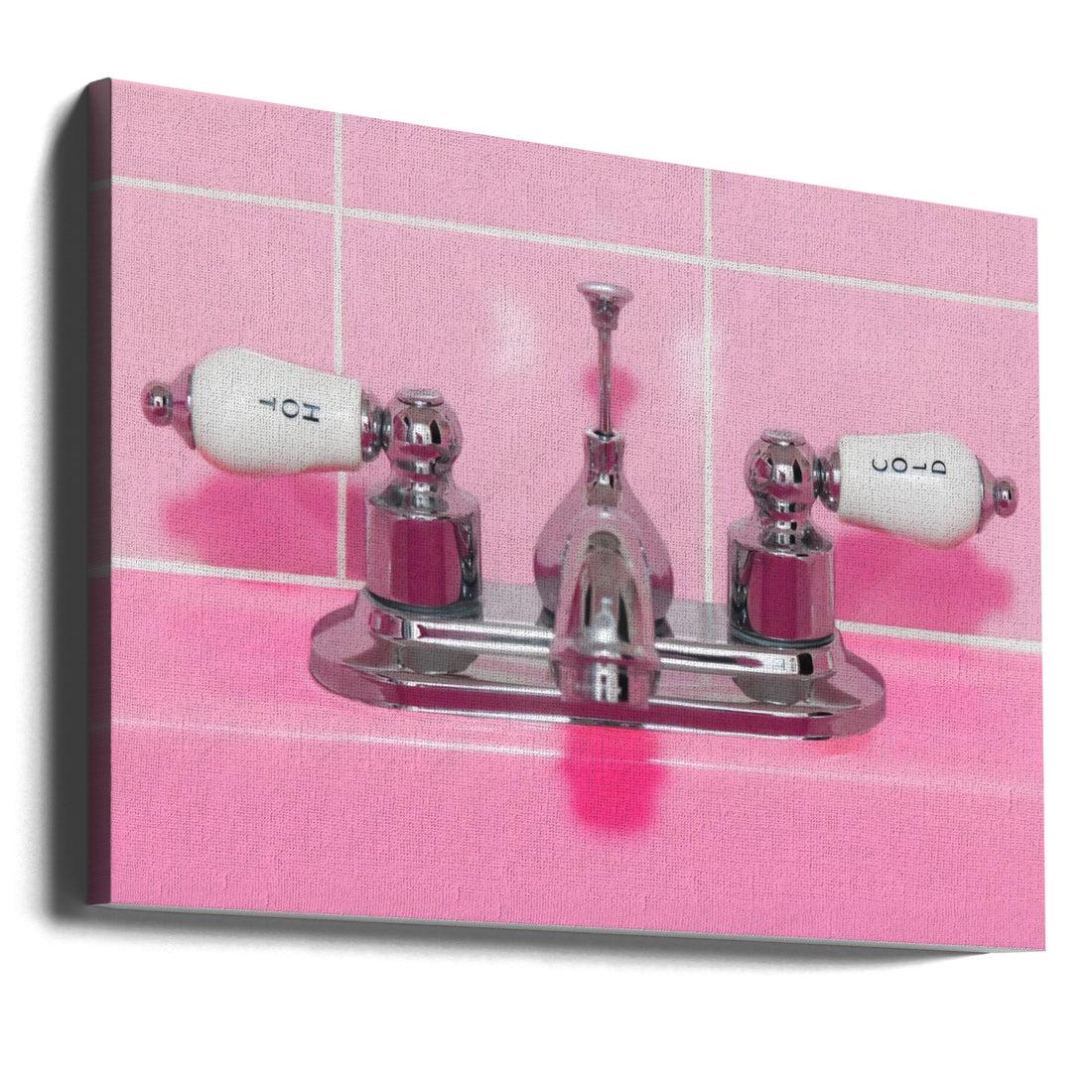 Retro Pink Sink Faucet by Tom Windeknecht | Vintage Bathroom Design, Large Canvas Wall Art Print | Artsy Earth