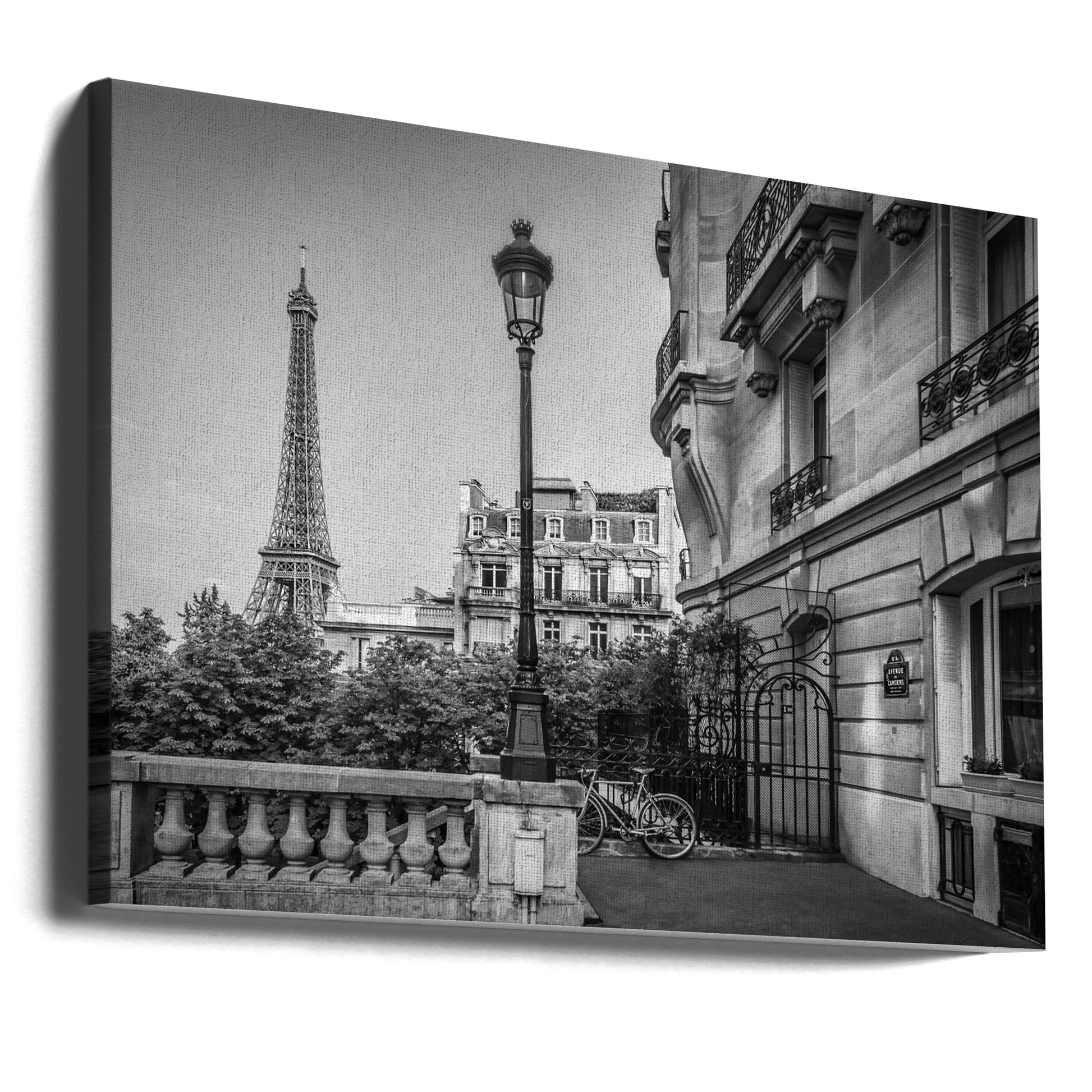 Monochrome Parisian Charme by Melanie Viola | Urban Eiffel Architecture, Large Canvas Wall Art Print | Artsy Earth