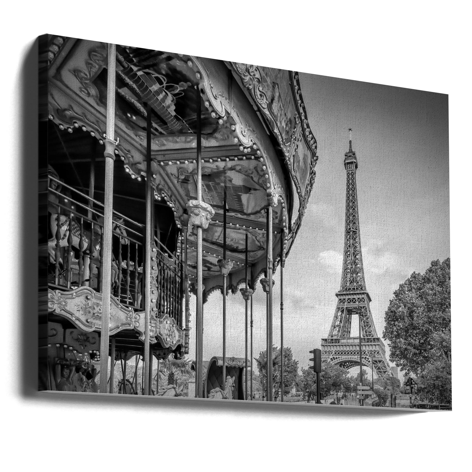 Typical Paris Monochrome by Melanie Viola | Paris Street Scene, Large Canvas Wall Art Print | Artsy Earth