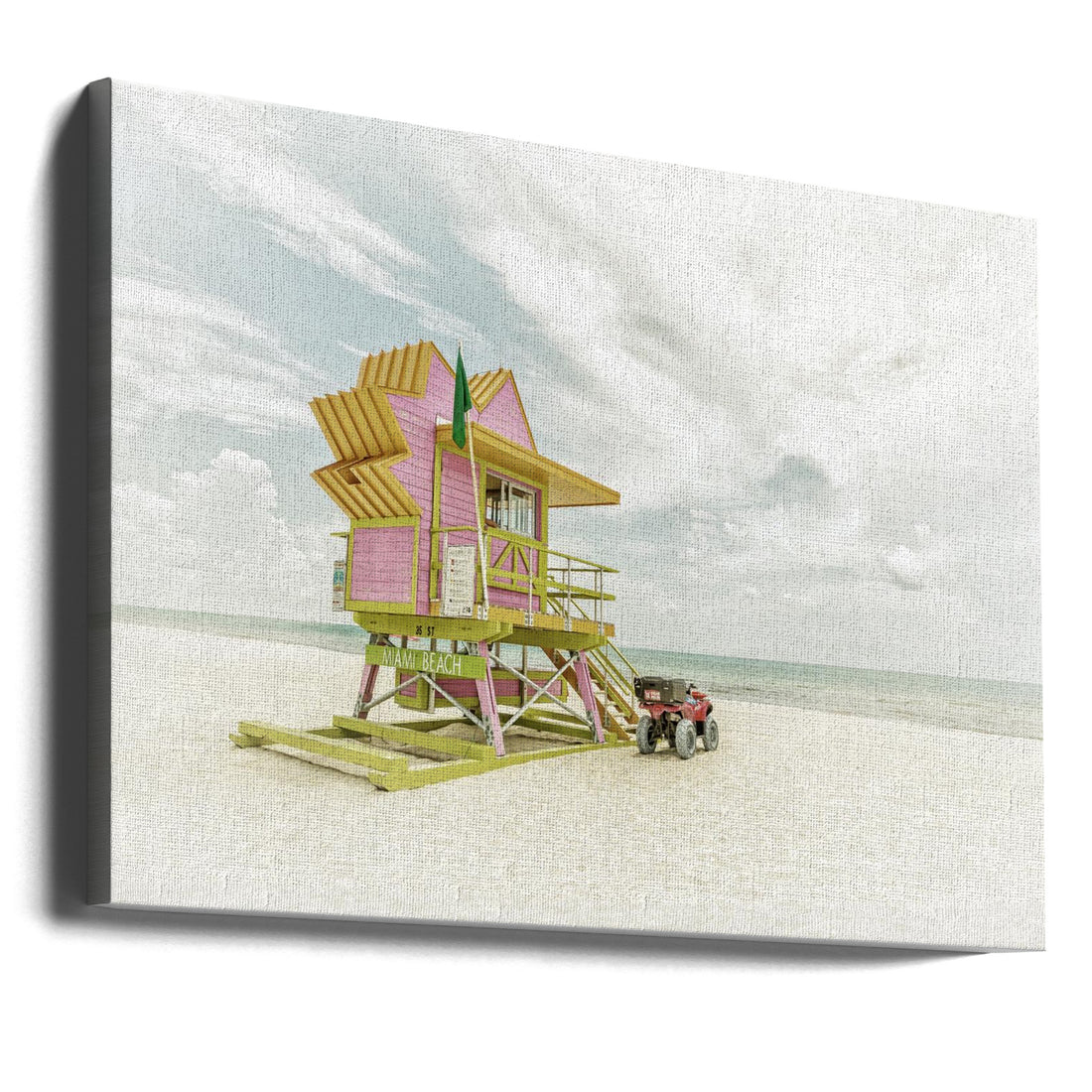 Miami Beach Vintage Florida Flair by Melanie Viola | Retro Beach Lifeguard, Large Canvas Wall Art Print | Artsy Earth