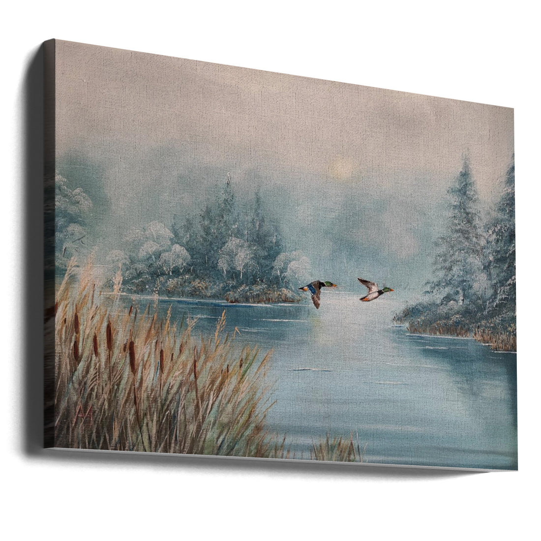 Early Morning Lake by Annette Armitage | Misty Winter Landscape, Large Canvas Wall Art Print | Artsy Earth