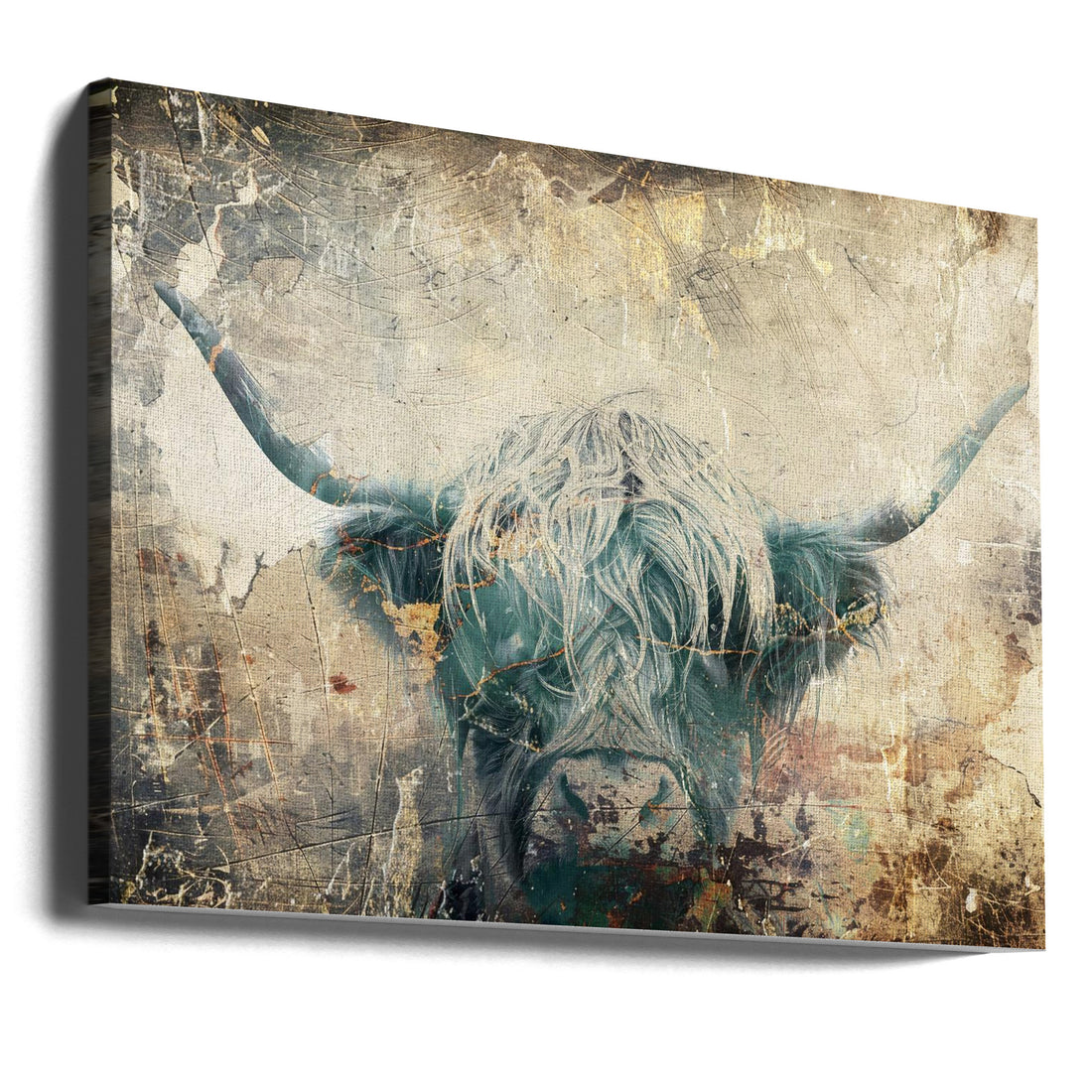 Highland Cow Art by Rafal Kulik | Pastoral Farm Animal, Large Canvas Wall Art Print | Artsy Earth