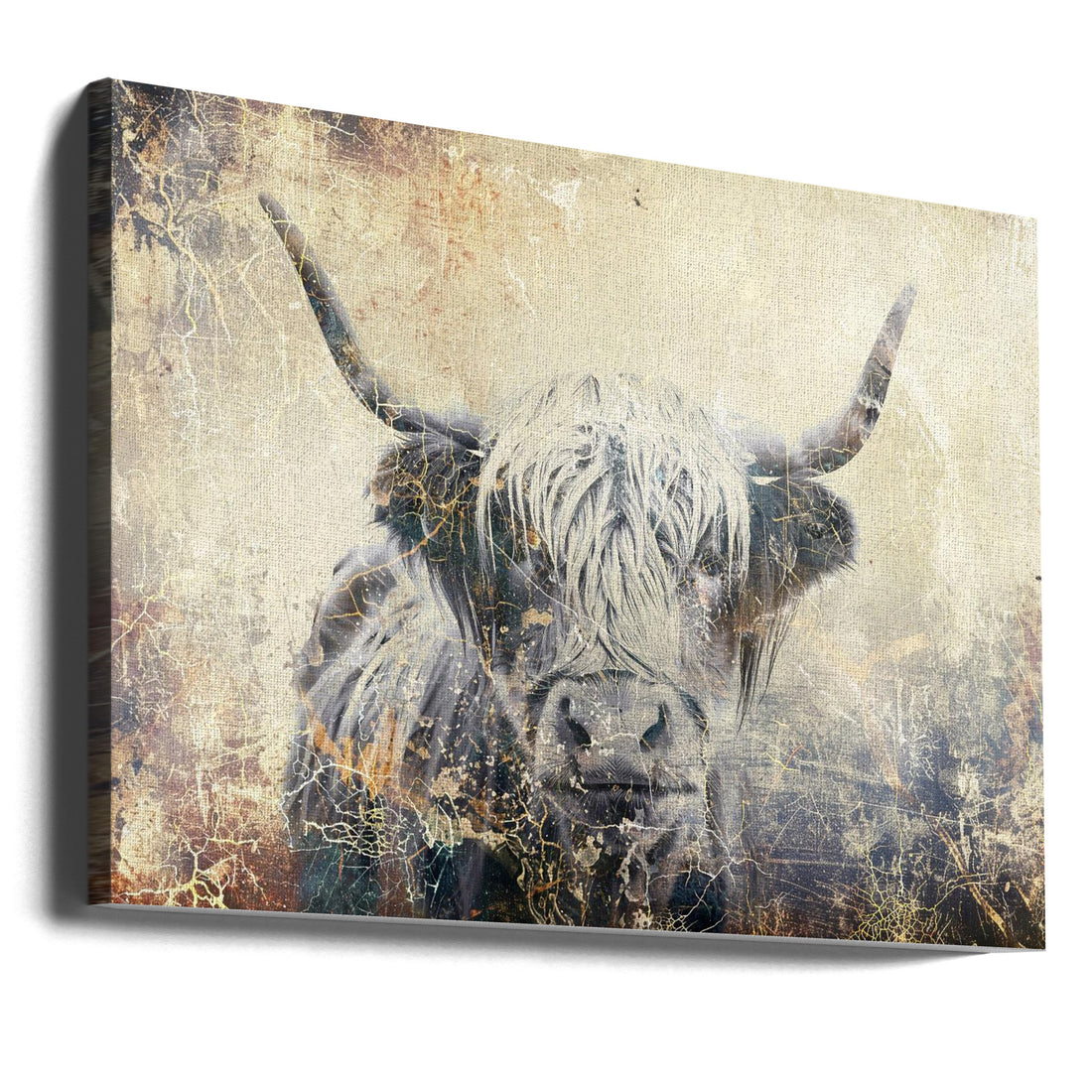 Highland Cow Art by Rafal Kulik | Pastoral Farm Animal, Large Canvas Wall Art Print | Artsy Earth