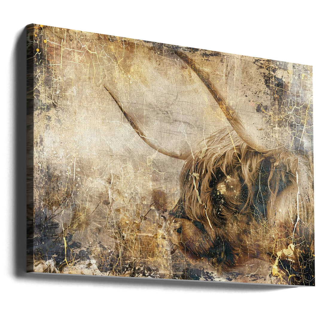 Highland Cow Art by Rafal Kulik | Painted Animal Illustration, Large Canvas Wall Art Print | Artsy Earth