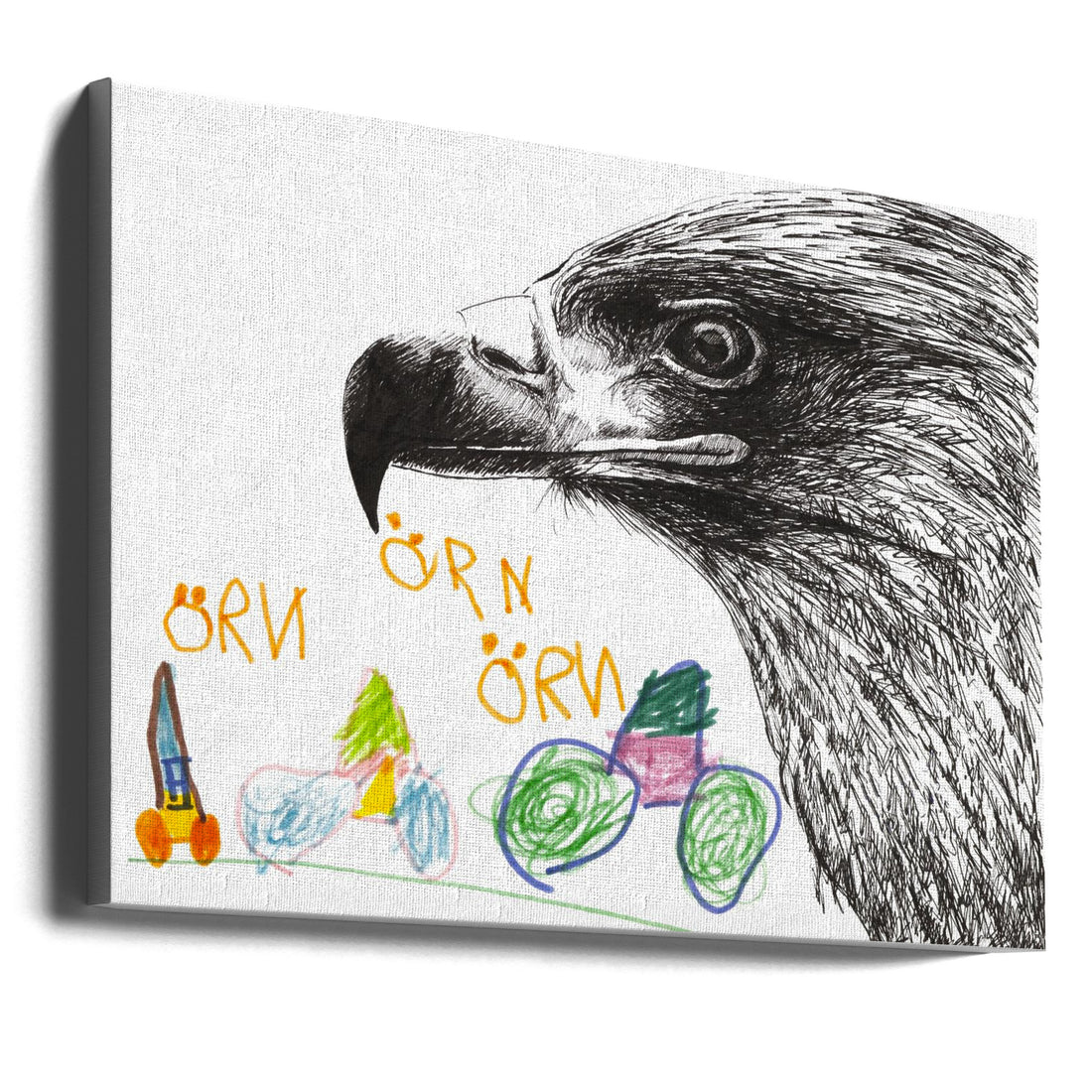 Eagle Drawing Art by Sara W Nelin | Child Animal Sketch, Large Canvas Wall Art Print | Artsy Earth