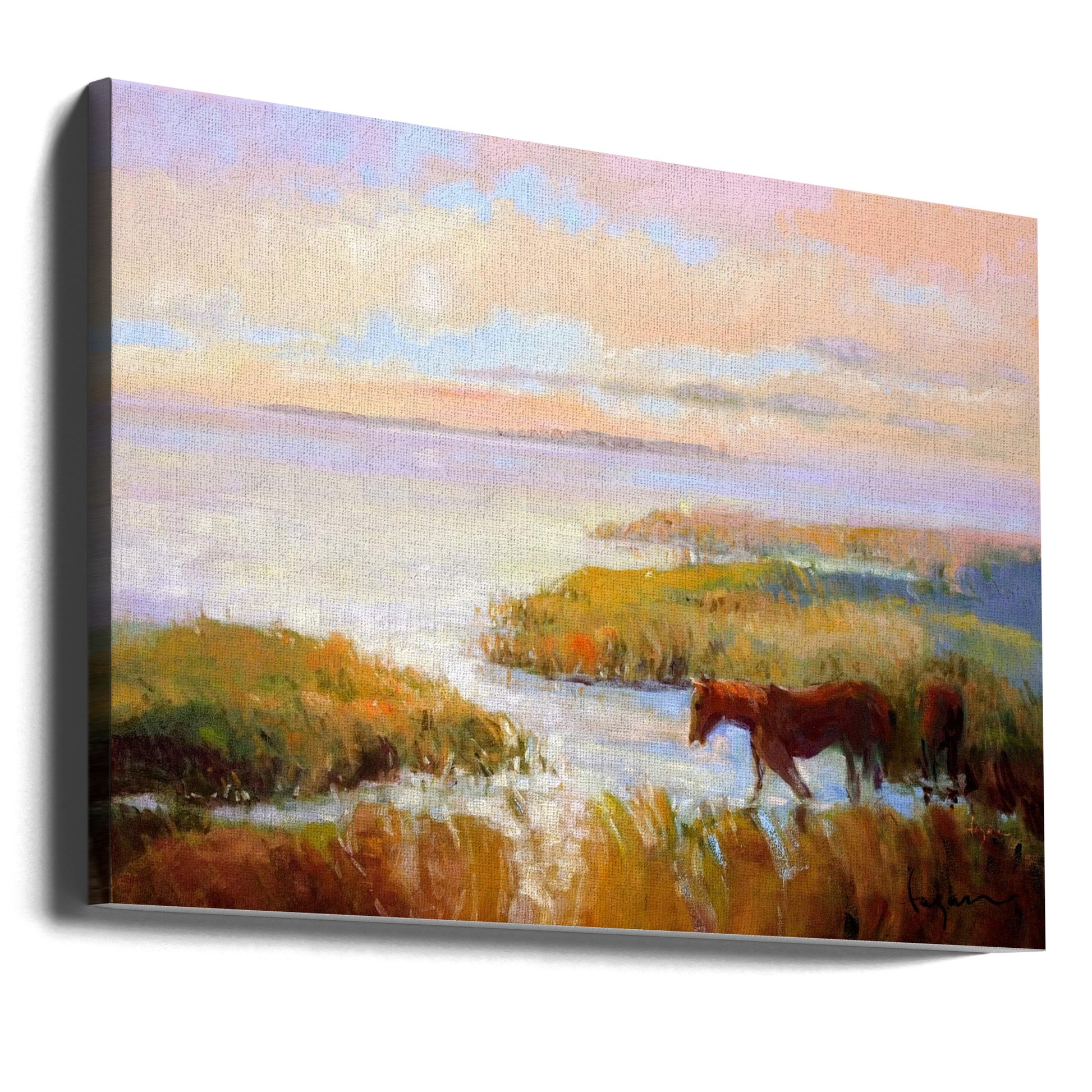 Ponies on the Marsh by Dorothy Fagan | Horse Landscape Painting, Large Canvas Wall Art Print | Artsy Earth