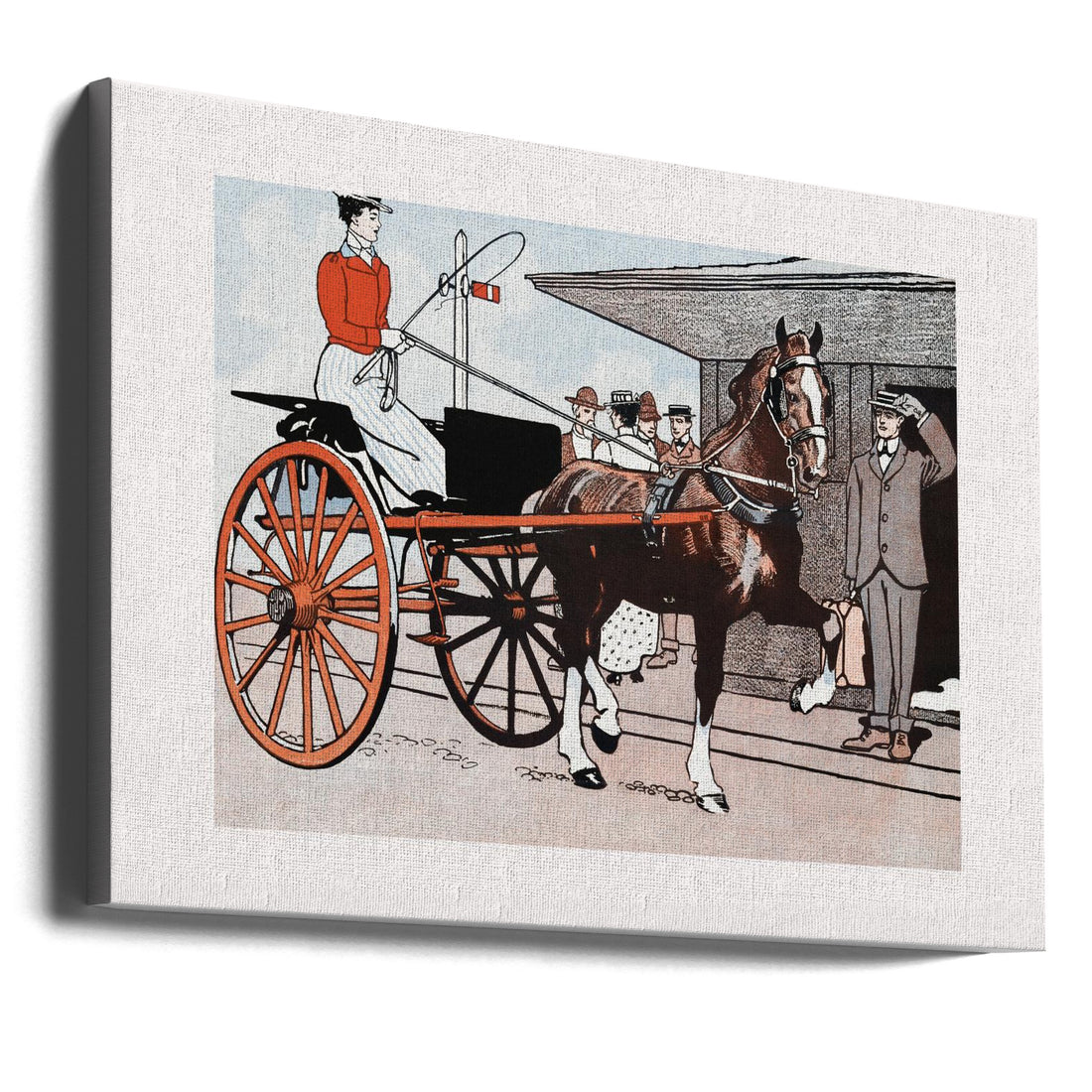 Woman In a Horse Carriage by Edward Penfield | Vintage Horse-drawn Vehicle, Large Canvas Wall Art Print | Artsy Earth