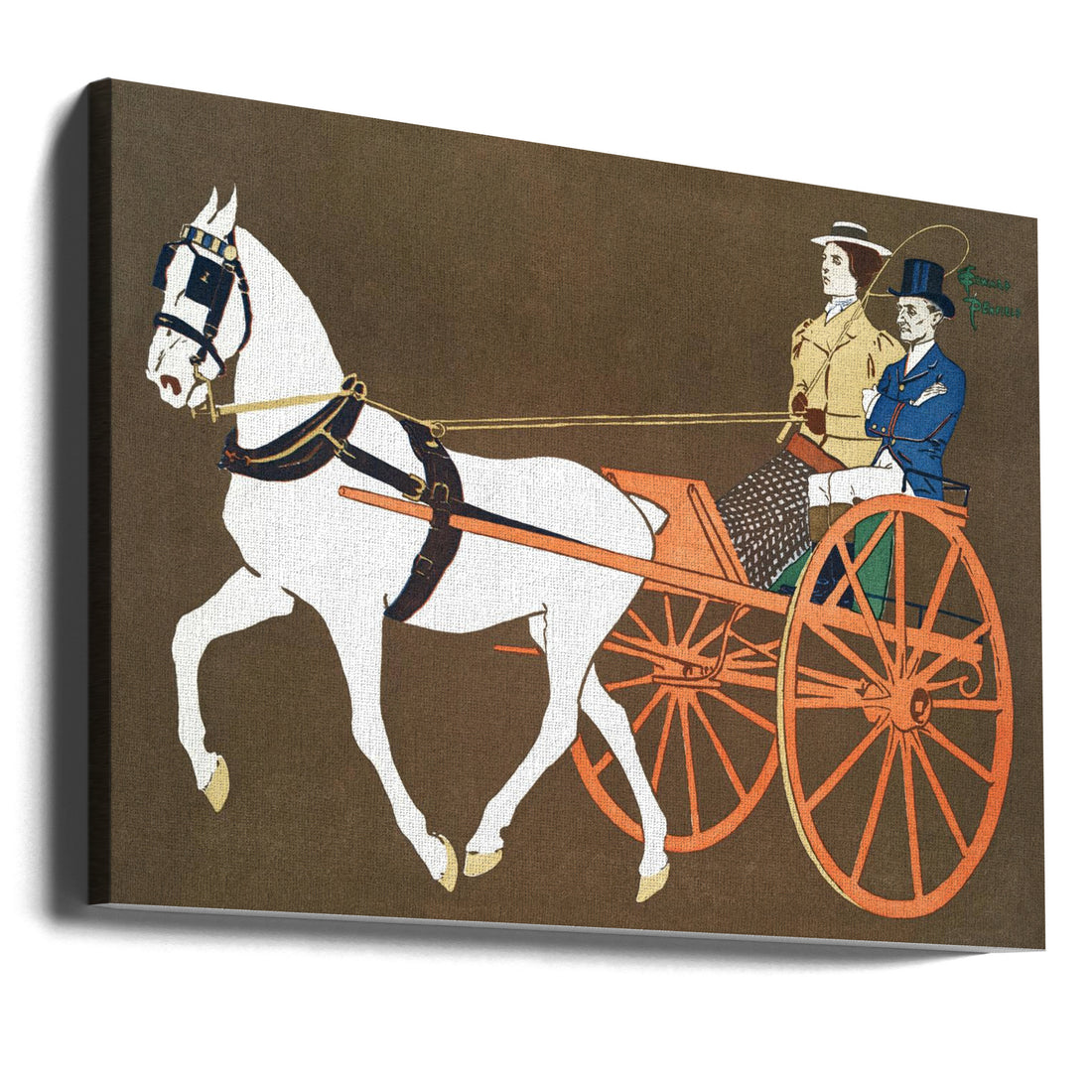 Women In Carriage by Edward Penfield | Vintage Horse Carriage, Large Canvas Wall Art Print | Artsy Earth