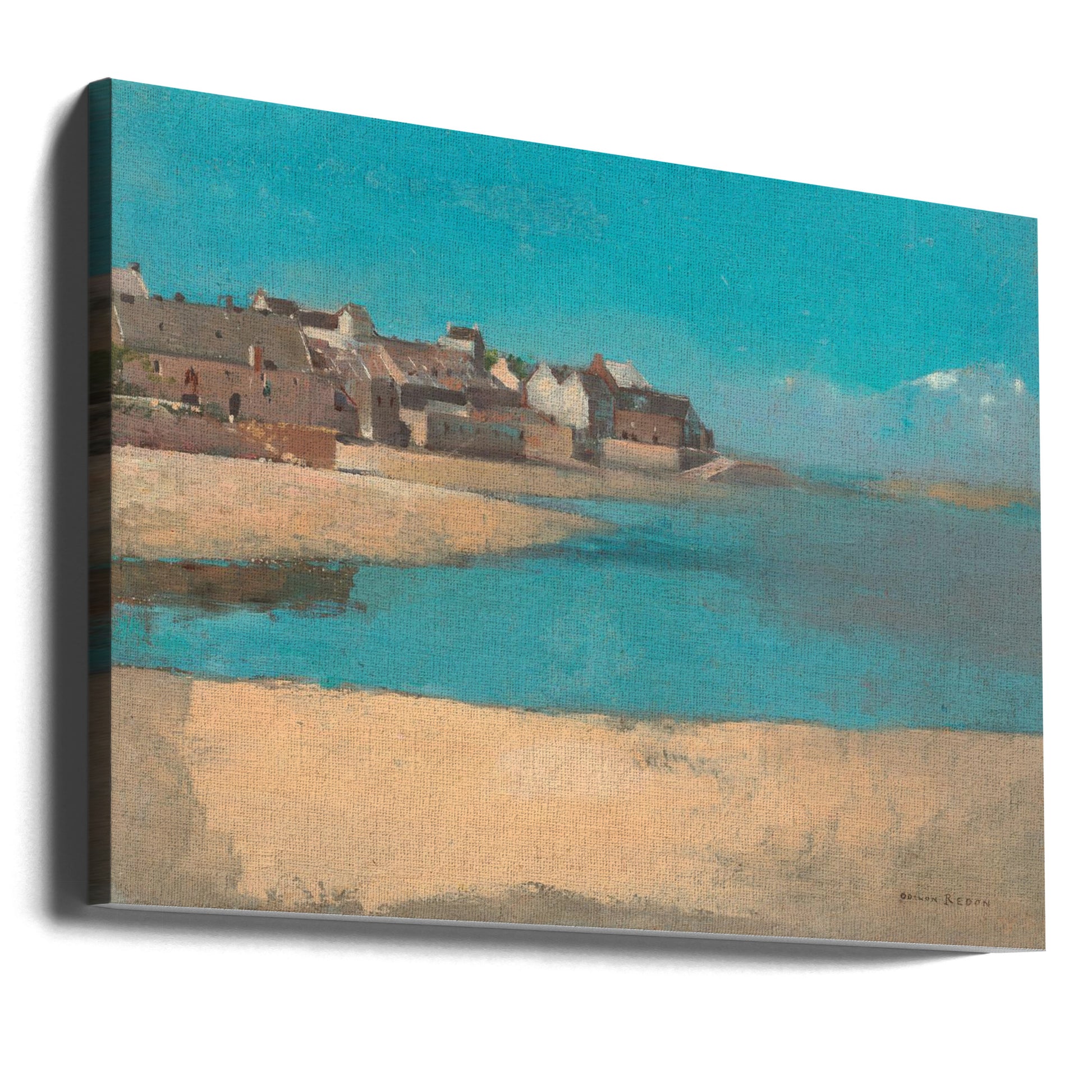 Village By the Sea by Odilon Redon | Coastal Watercolor Landscape, Large Canvas Wall Art Print | Artsy Earth