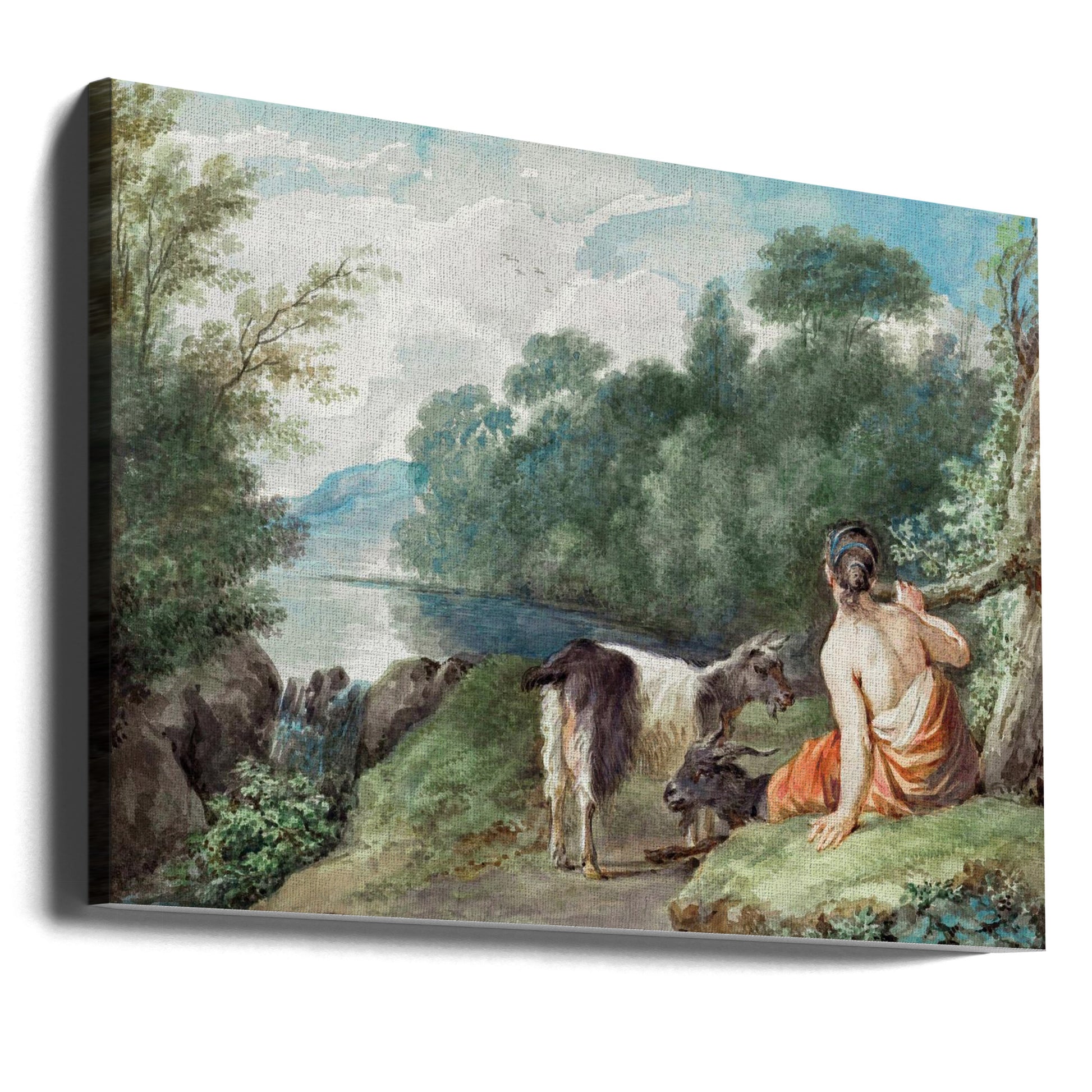 Shepherdess With Goats by Aert Schouman | Landscape Painting, Large Canvas Wall Art Print | Artsy Earth