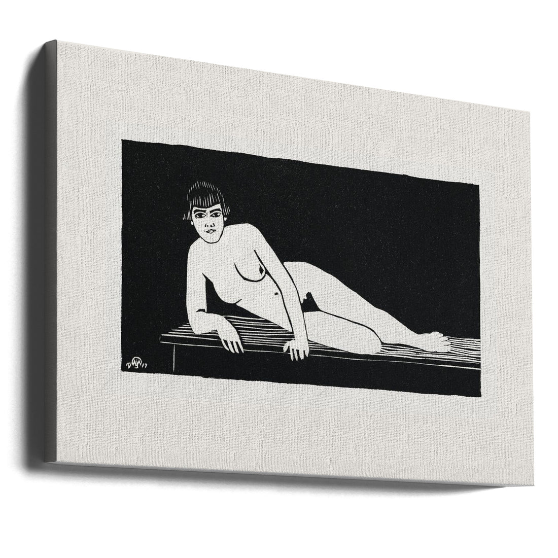 Reclining Nude Figure by Samuel Jessurun | Black White Illustration, Large Canvas Wall Art Print | Artsy Earth