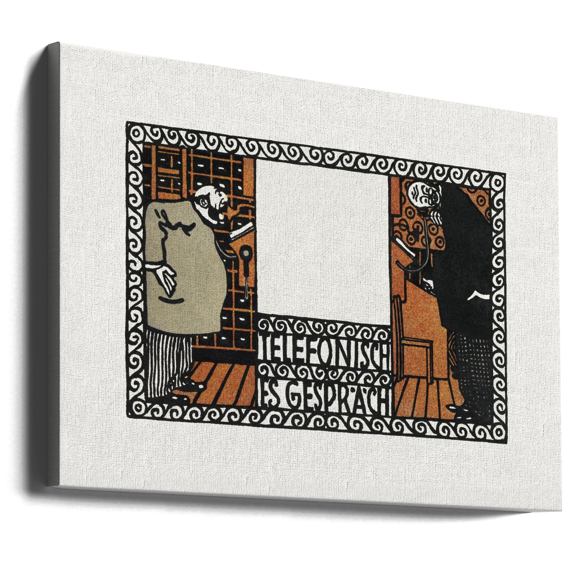 Telephone Conversation by Moriz Jung | Cartoon Text Art, Large Canvas Wall Art Print | Artsy Earth