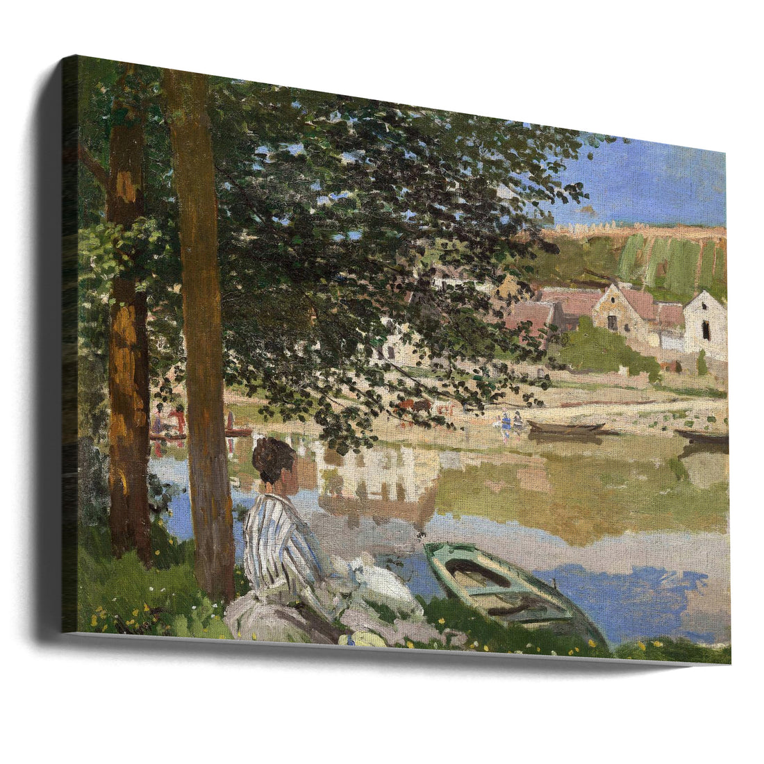 On the Bank of the Seine by Claude Monet | Waterscape Landscape Painting, Large Canvas Wall Art Print | Artsy Earth