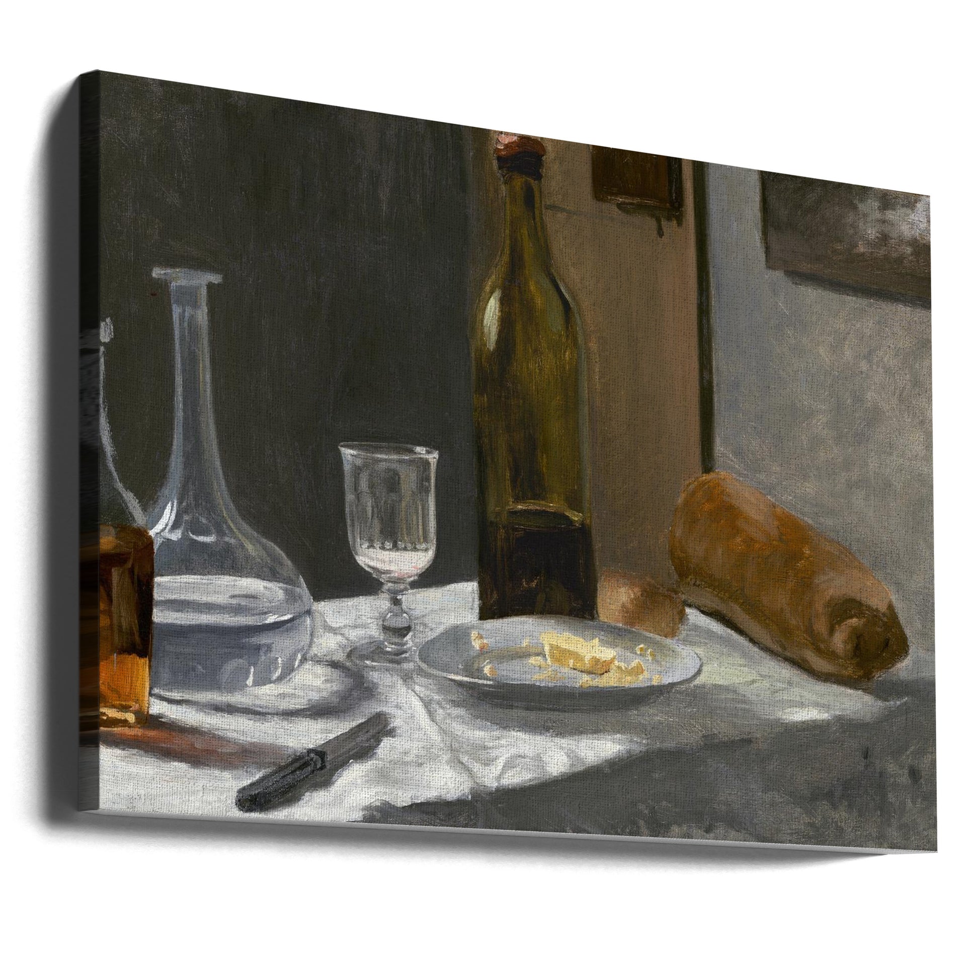 Still Life With Bottle by Claude Monet | Wine Glass Tableware, Large Canvas Wall Art Print | Artsy Earth