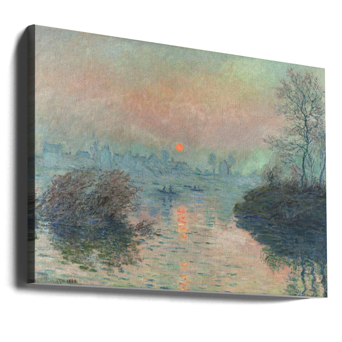 Sun Setting On Seine by Claude Monet | Painted Landscape Art, Large Canvas Wall Art Print | Artsy Earth