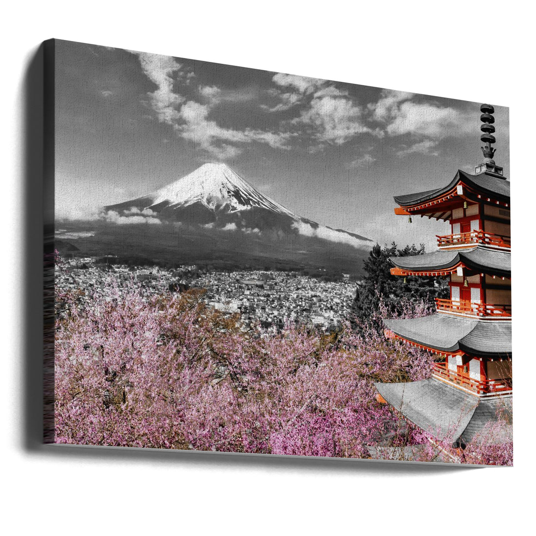 Mount Fuji Pagoda View by Melanie Viola | Japanese Landscape Temple, Large Canvas Wall Art Print | Artsy Earth