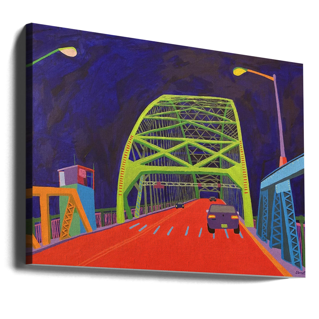 Tacony Palmyra Bridge by Sue Graef | Urban Bridge Painting, Large Canvas Wall Art Print | Artsy Earth