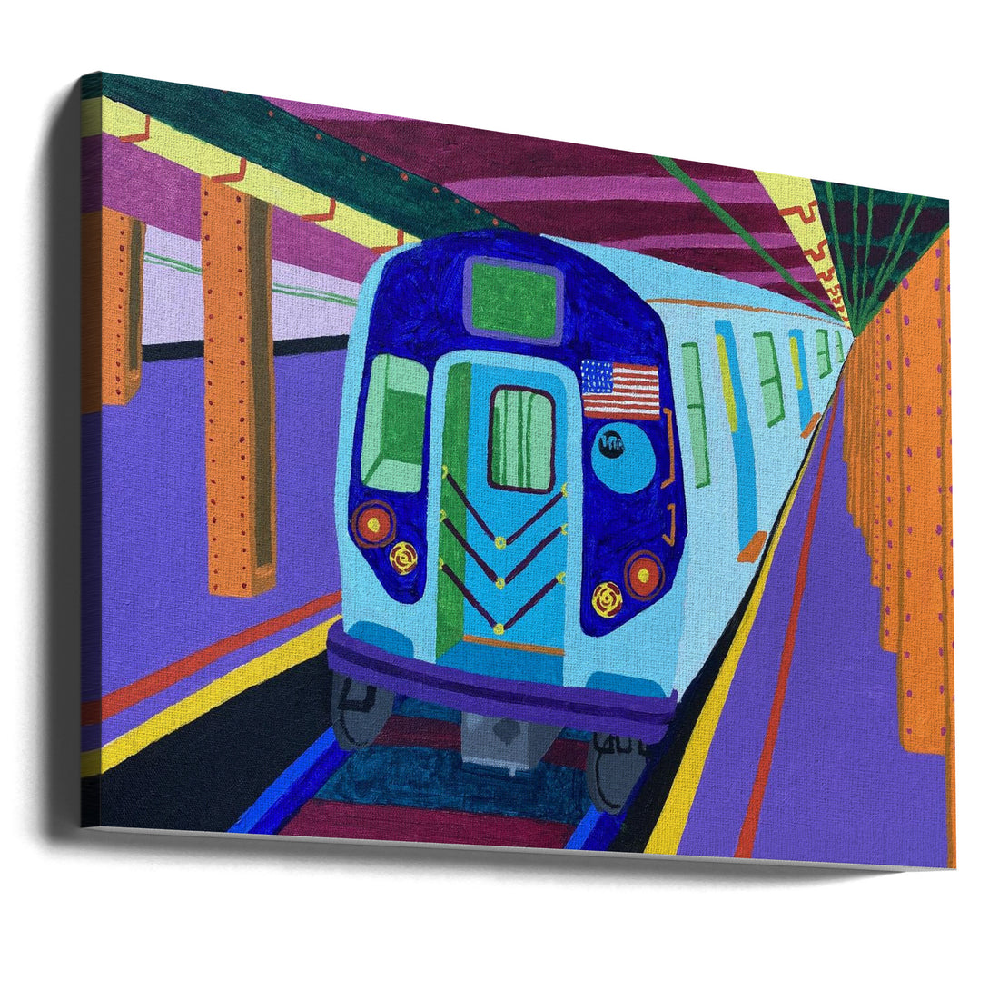 NYC Subway Travel by Sue Graef | Urban Transport Illustration, Large Canvas Wall Art Print | Artsy Earth