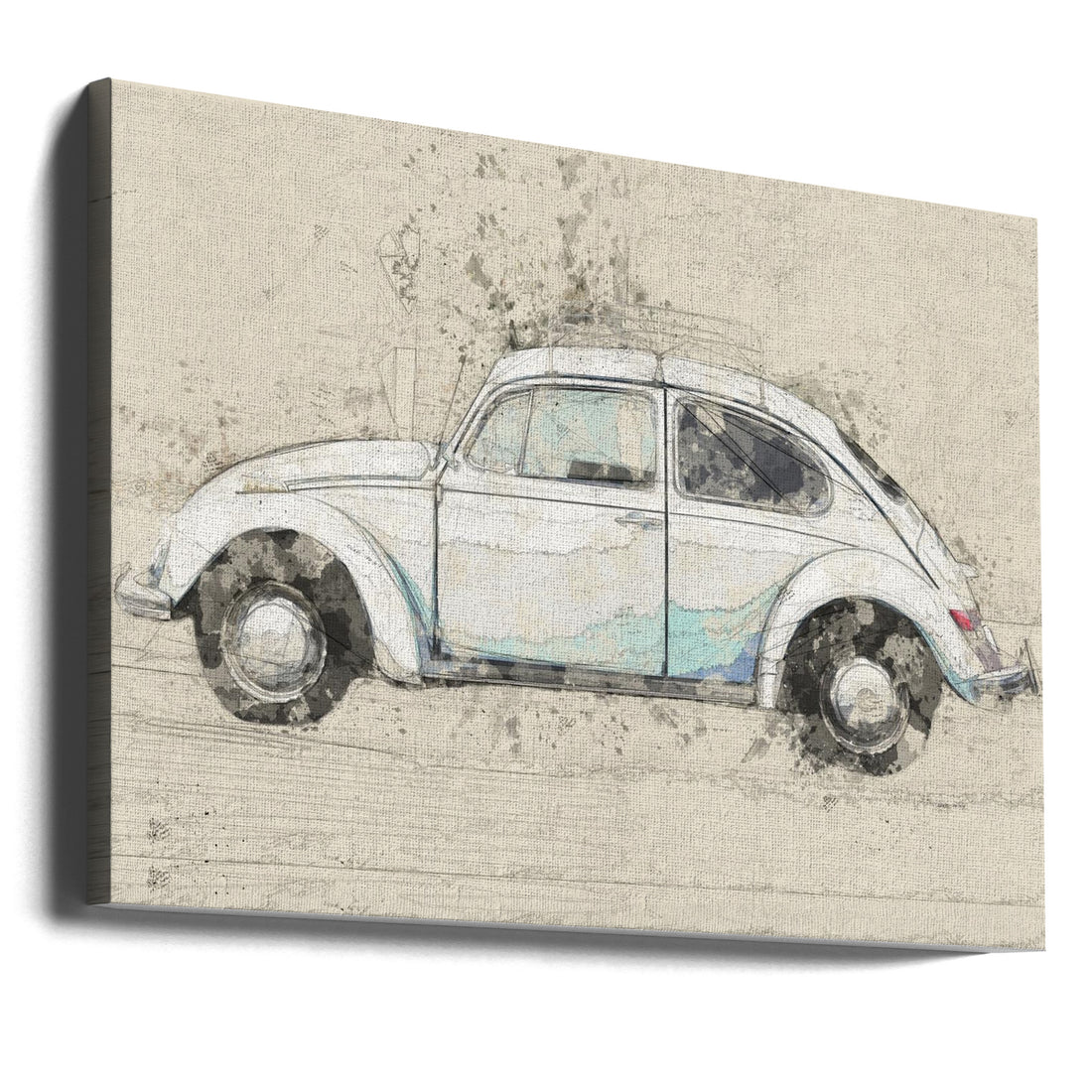 Volkswagen Beetle by Lembayung Senja Studio [vintage Poster] | Vintage Car Illustration, Large Canvas Wall Art Print | Artsy Earth