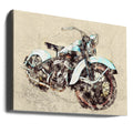 Old Motor Cycle by Lembayung Senja Studio [vintage Poster] | Vintage Motorcycle Illustration, Large Canvas Wall Art Print | Artsy Earth