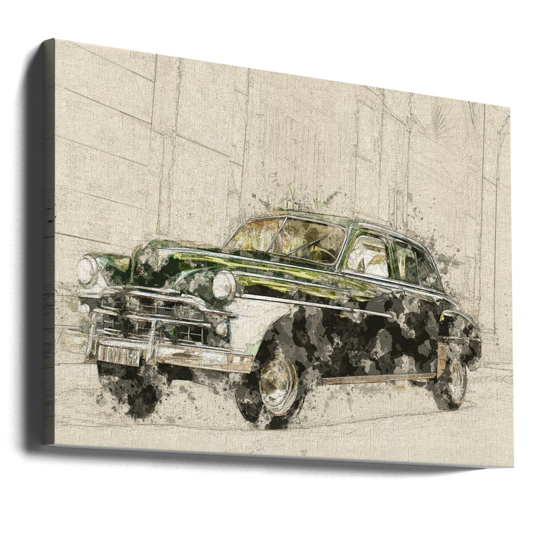 Retro Car by Lembayung Senja Studio [vintage Poster] | Vintage Automotive Art, Large Canvas Wall Art Print | Artsy Earth