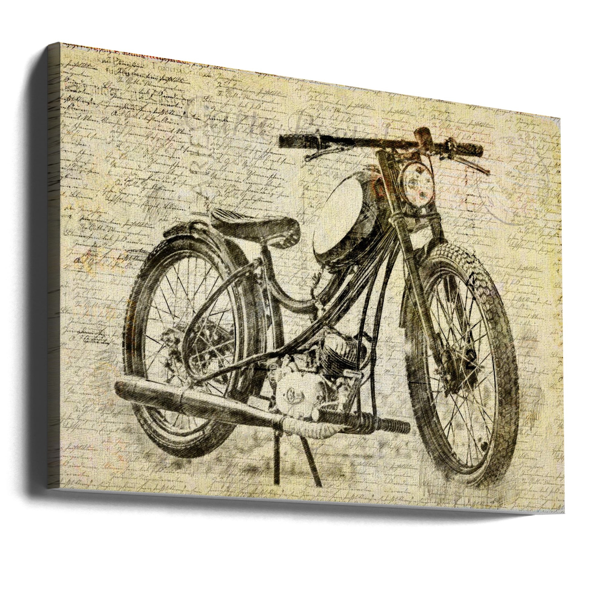 Old Motor Cycle by Lembayung Senja Studio [vintage Poster] | Vintage Classic Bike, Large Canvas Wall Art Print | Artsy Earth