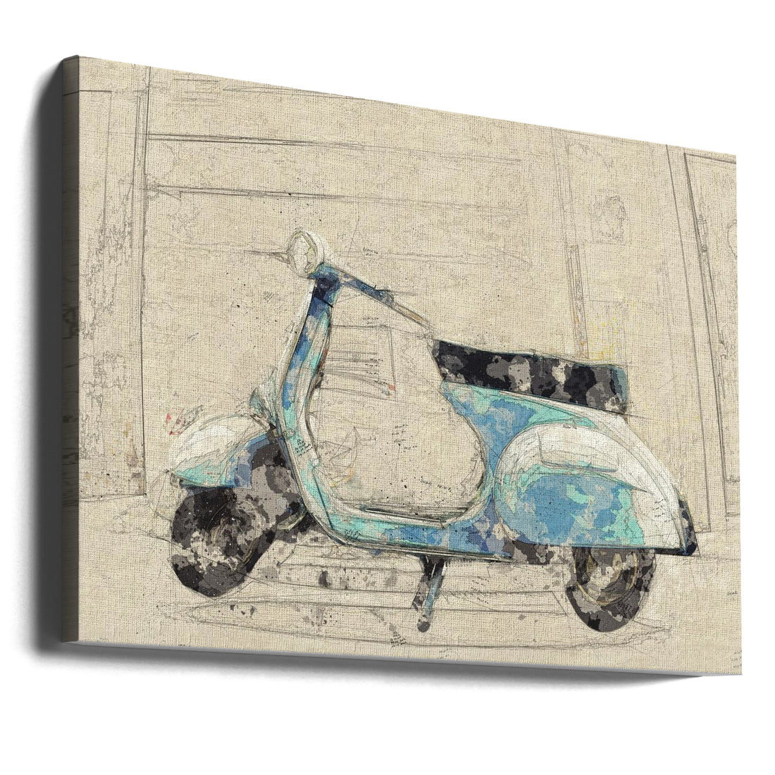 Vintage Vespa by Lembayung Senja Studio [vintage Poster] | Retro Italian Scooter, Large Canvas Wall Art Print | Artsy Earth