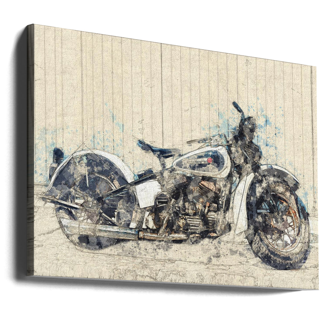 Old Harley by Lembayung Senja Studio [vintage Poster] | Vintage Motorcycle Illustration, Large Canvas Wall Art Print | Artsy Earth