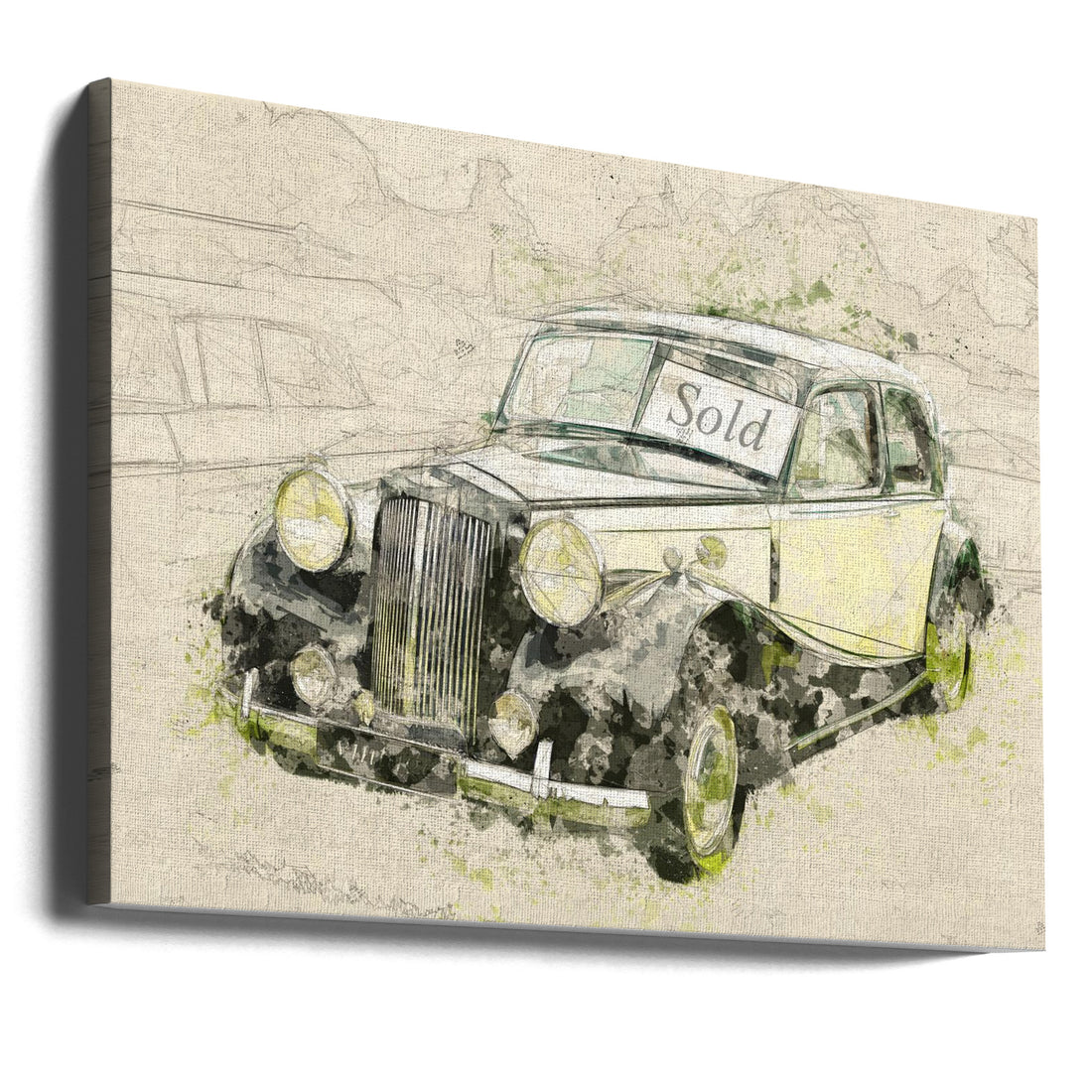 vintage car by Lembayung Senja Studio [vintage Poster] | Classic Retro Automotive, Large Canvas Wall Art Print | Artsy Earth