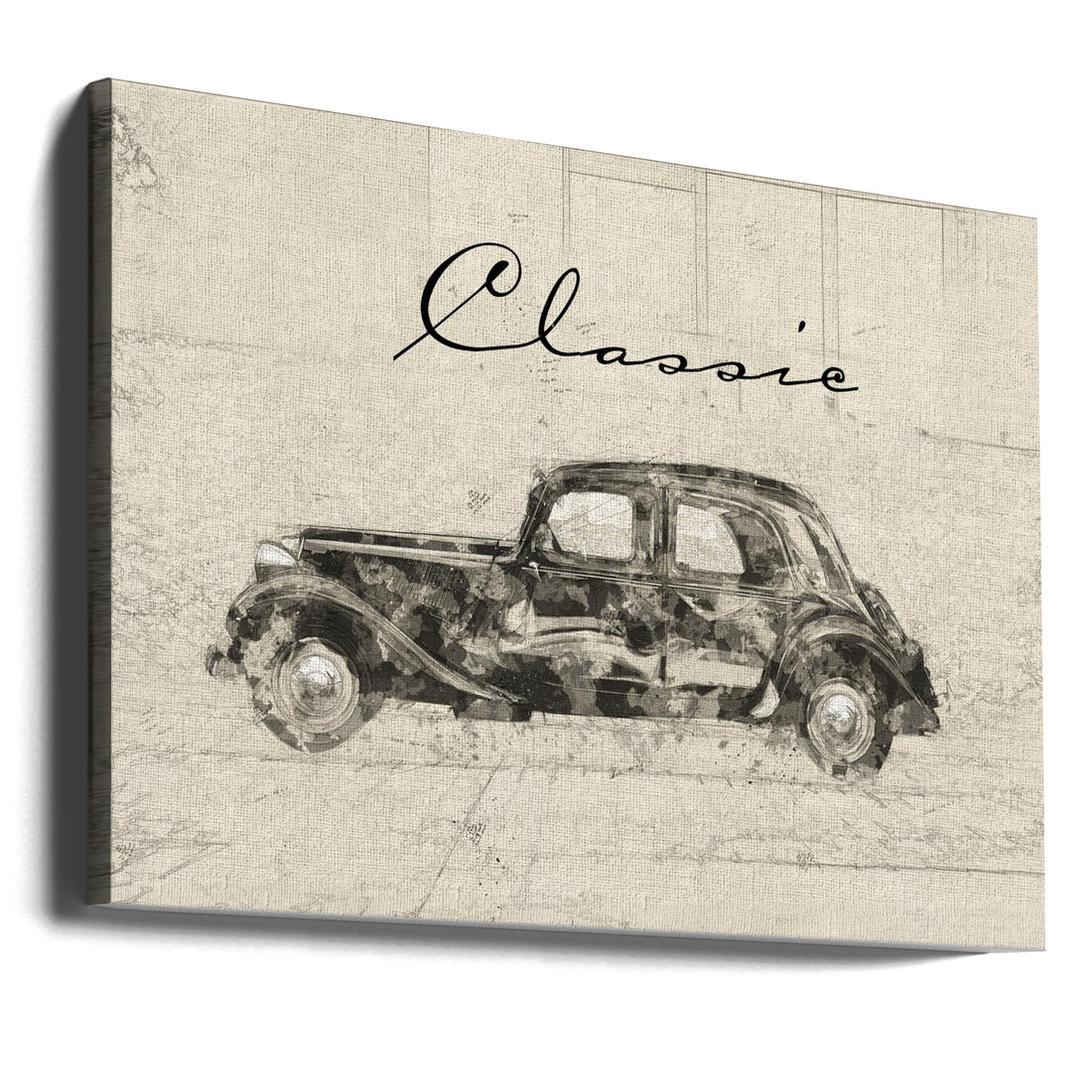 Black Classic Car by Lembayung Senja Studio [vintage Poster] | Vintage Retro Automotive, Large Canvas Wall Art Print | Artsy Earth