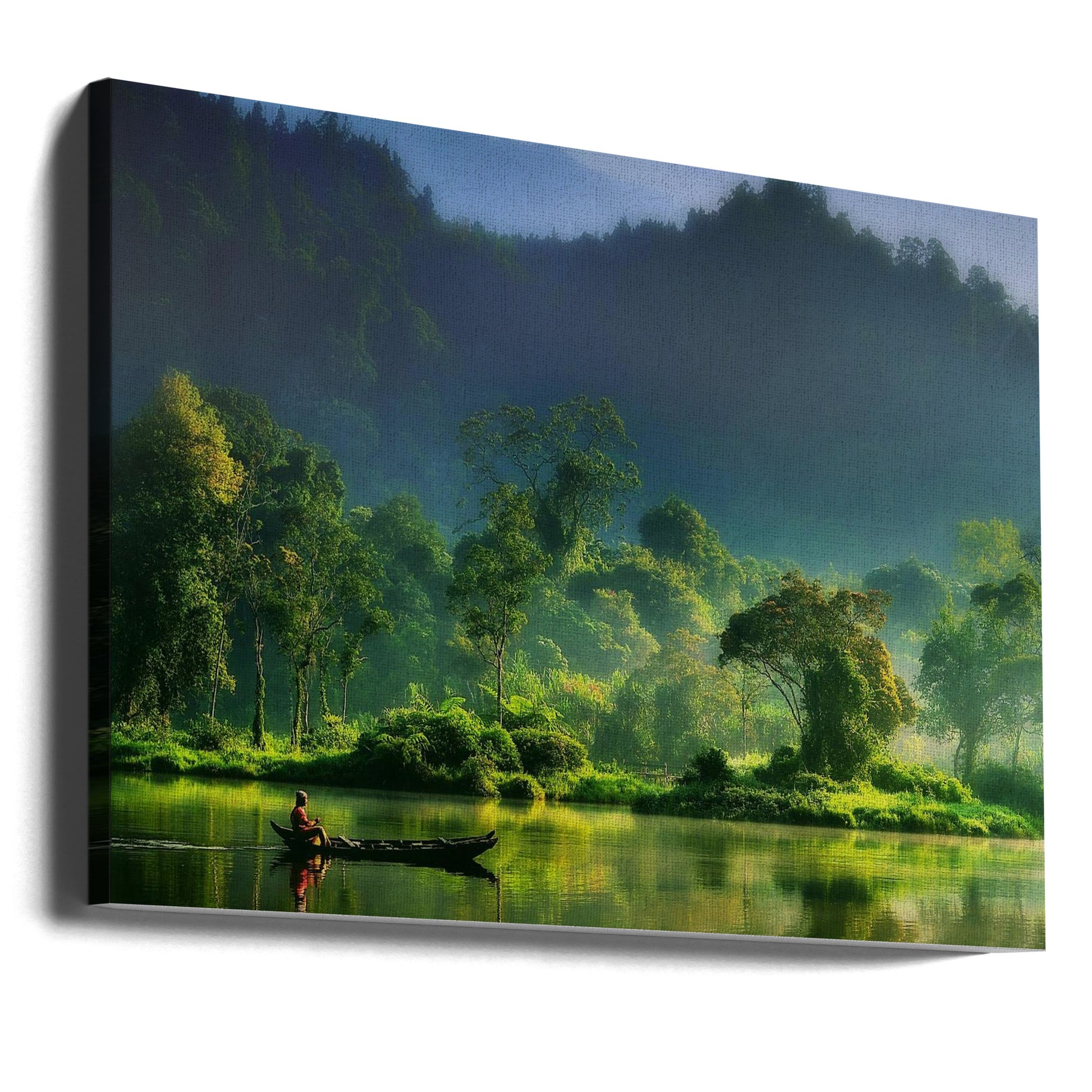 Peaceful Forest Stream by Hardibudi | Tranquil Jungle Landscape, Large Canvas Wall Art Print | Artsy Earth