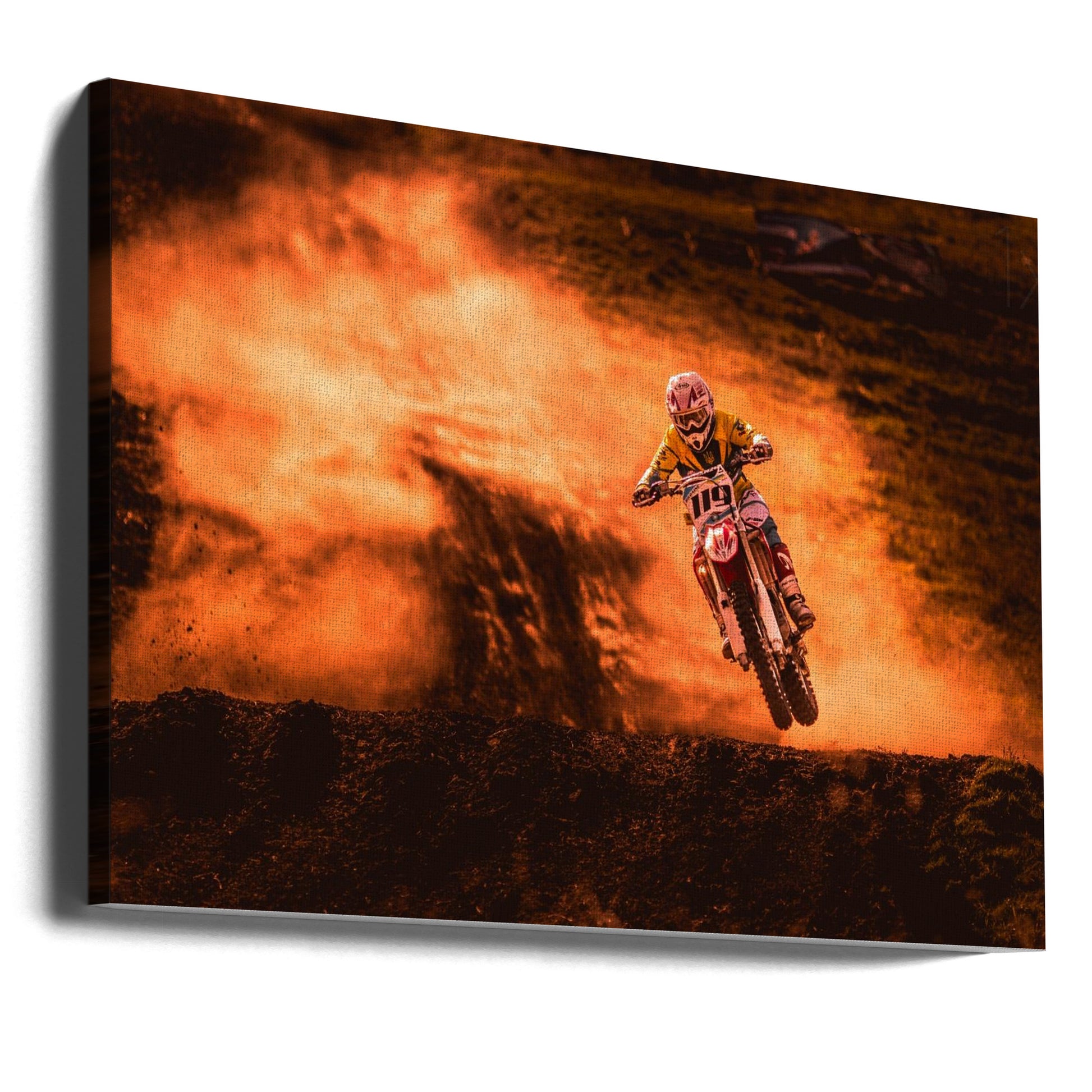 Extreme Jump Action by Salkov Igor | Motocross Flight Challenge, Large Canvas Wall Art Print | Artsy Earth