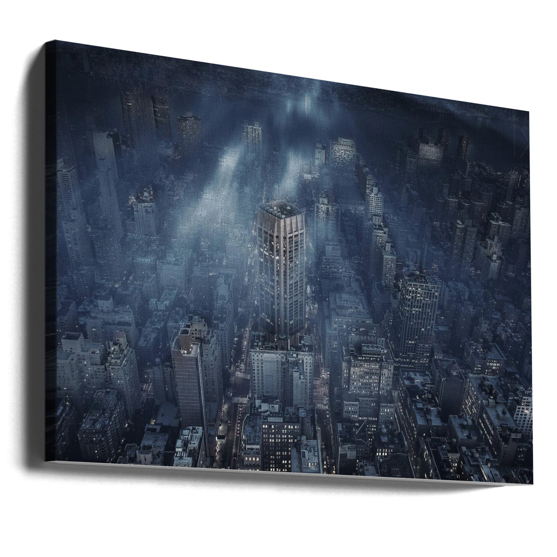 Manhattan Skyline by Leif Løndal | Foggy Night Cityscape, Large Canvas Wall Art Print | Artsy Earth