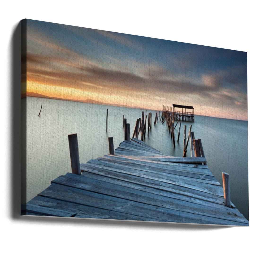 Abandoned Pier Sunset by Rui David | Wooden Seascape Bridge, Large Canvas Wall Art Print | Artsy Earth