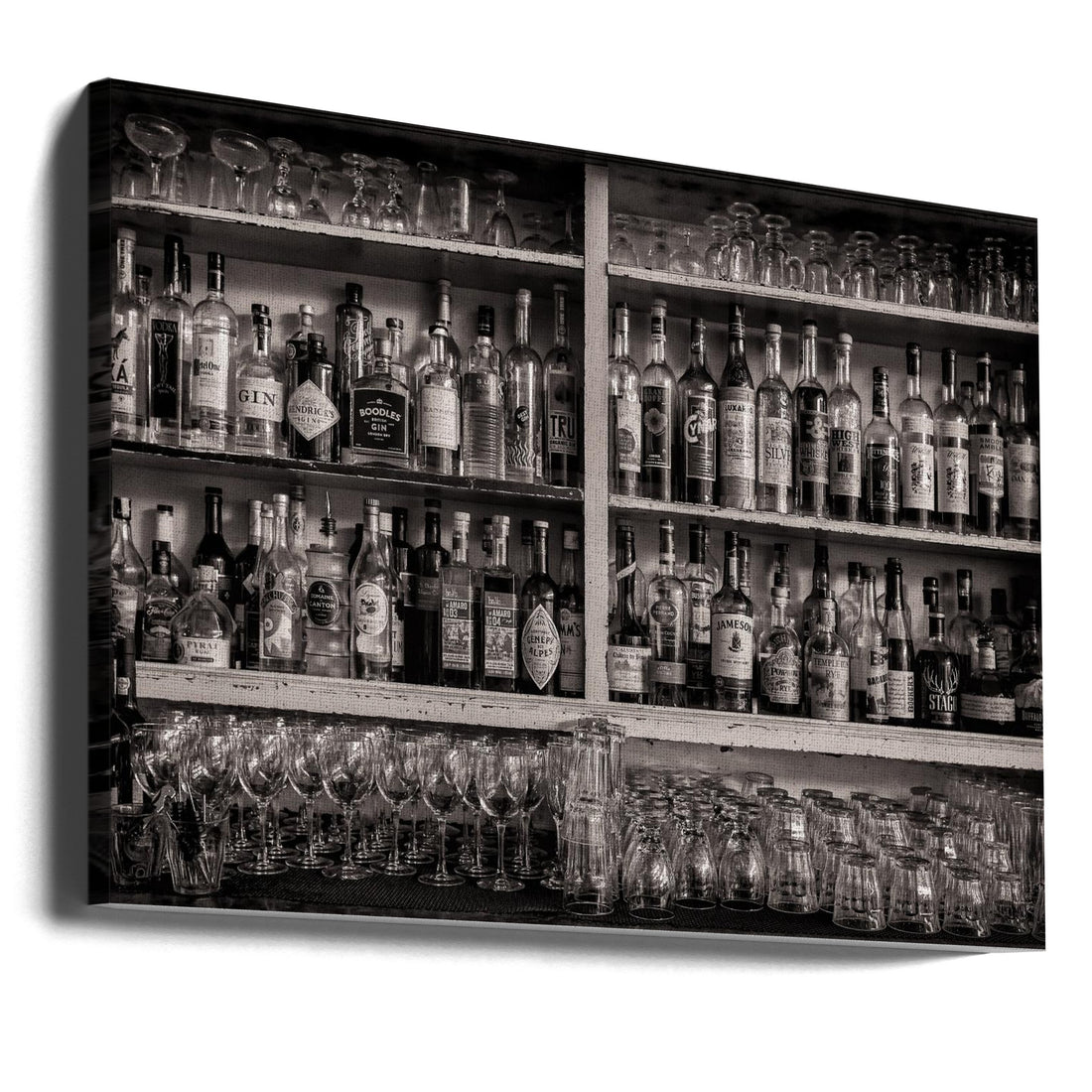 Seattle Bar Scene by Kurt Klein | Cocktail Bar Shelf, Large Canvas Wall Art Print | Artsy Earth