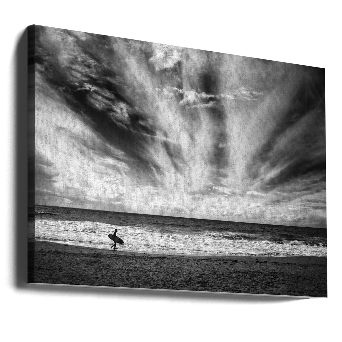 The loneliness of a surfer by Lorenzo Grifantini | Coastal Silhouette Solitude, Large Canvas Wall Art Print | Artsy Earth