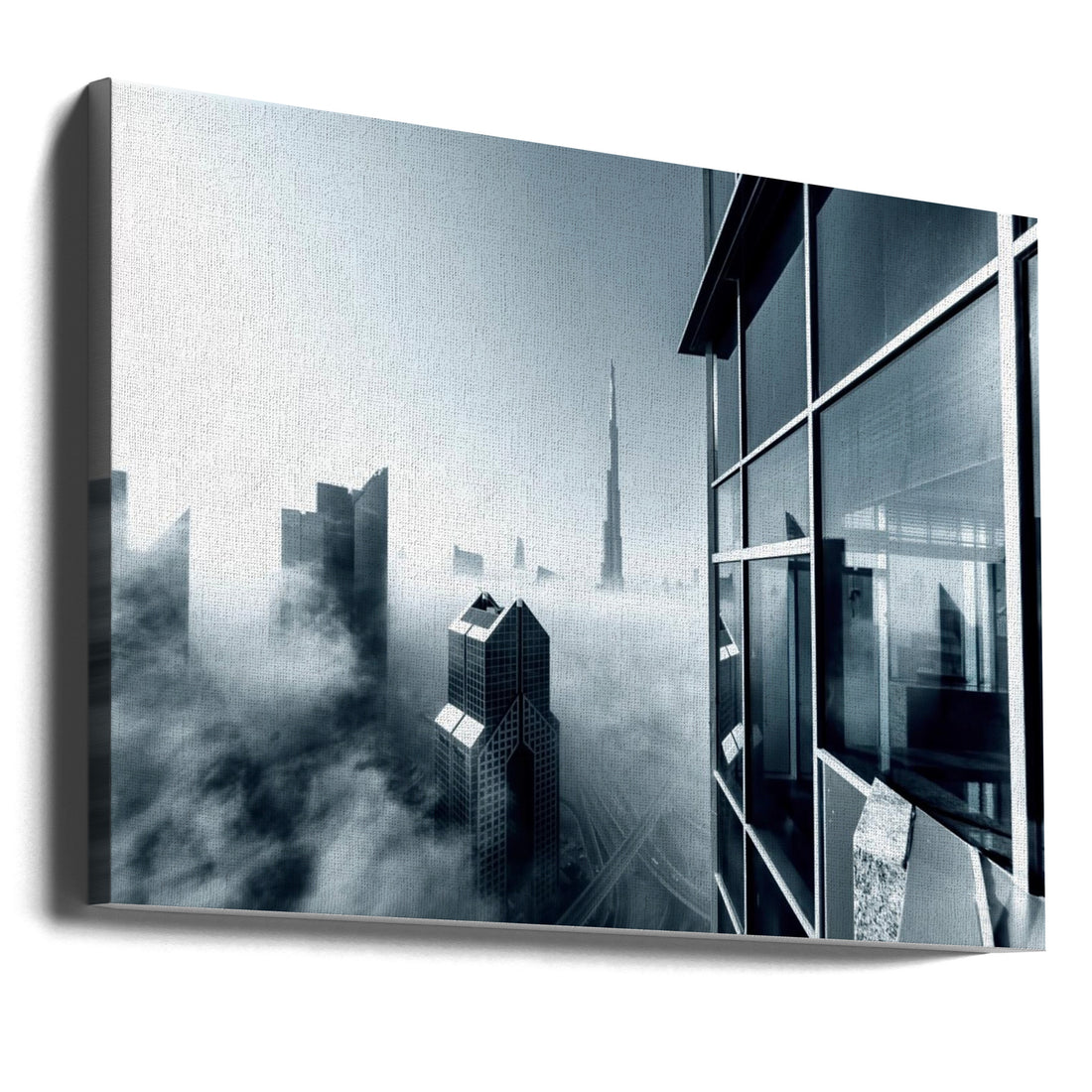 Foggy City by Naufal | Dubai Skyline Fog, Large Canvas Wall Art Print | Artsy Earth