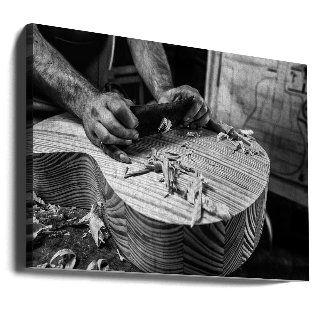 Guitar Maker Workshop by Manu Allicot | Wood Carving Instruments, Large Canvas Wall Art Print | Artsy Earth