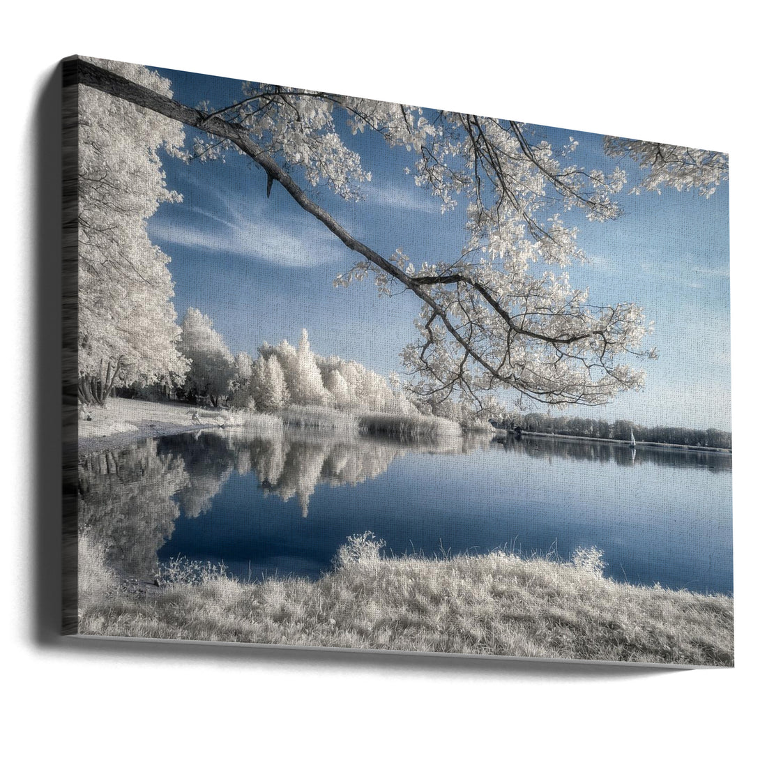 Serene Lake Reflection by Piotr Krol (bax) | Infrared Landscape Stillness, Large Canvas Wall Art Print | Artsy Earth