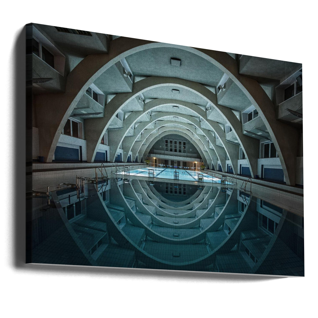 Indoor Pool Night by Renate Reichert | Indoor Swimming Architecture, Large Canvas Wall Art Print | Artsy Earth