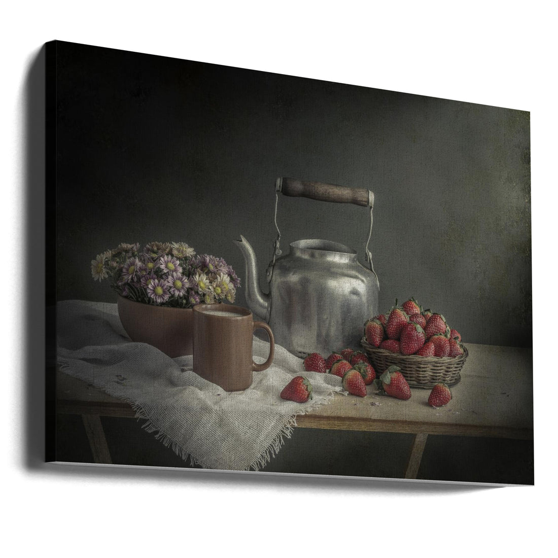 Summer Tea Time by Margareth Perfoncio | Strawberry Tea Setting, Large Canvas Wall Art Print | Artsy Earth