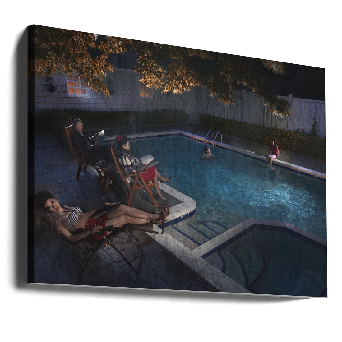 The Chen Family by Fang Tong | Family Pool Resort, Large Canvas Wall Art Print | Artsy Earth