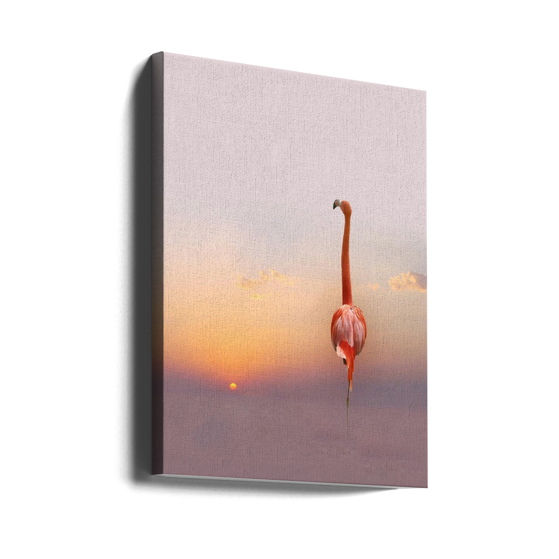 Romantic Flamingo Sunset by Anna Cseresnjes | Pastel Ocean Landscape, Large Canvas Wall Art Print | Artsy Earth