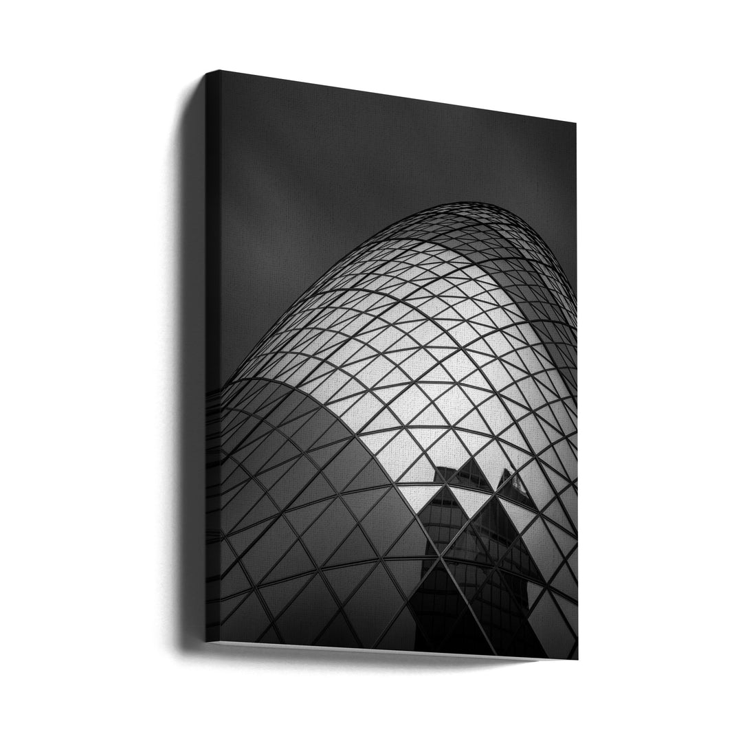 The Gherkin by Ahmed Thabet | London Architecture Monochrome, Large Canvas Wall Art Print | Artsy Earth