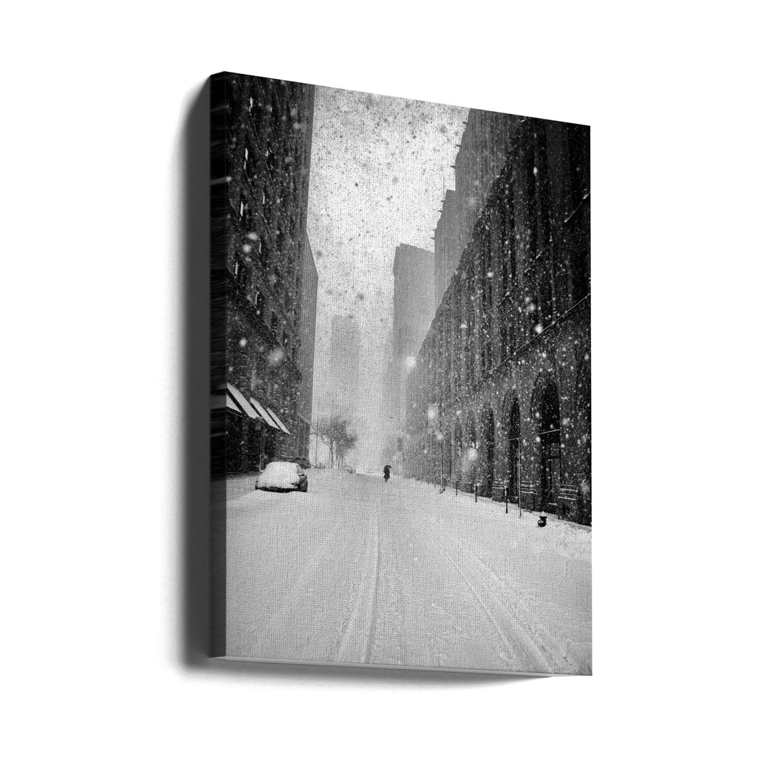 New York Walker in Blizzard by Martin Froyda | Snowy Street Solitude, Large Canvas Wall Art Print | Artsy Earth